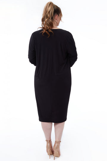 Goddiva Loose Fit Midi Dress With Asymmetric Neck Goddiva